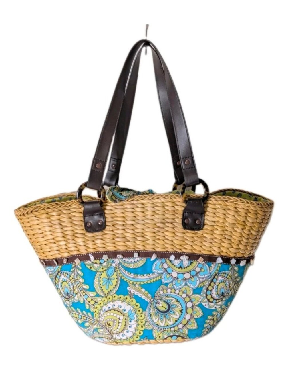 Vera Bradley Peacock Straw Beach Tote Retired